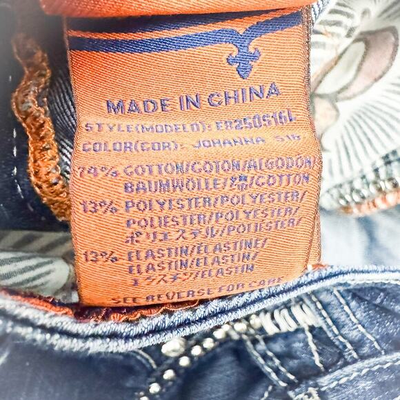 Rock Revival Johanna Skinny Dark Wash Denim Jeans Embellished Tab Pocket Size 28 - Picture 9 of 10